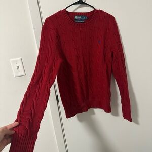 Ralph Lauren Crimson Cable Knit Pullover